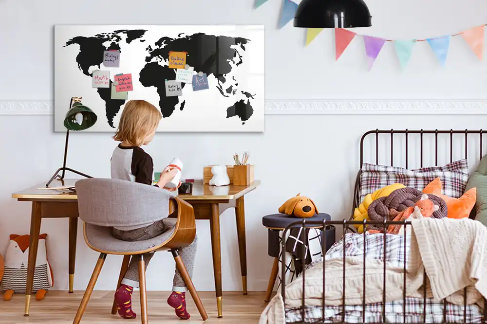 Tableau magnétique du monde à dessiner couleur noire