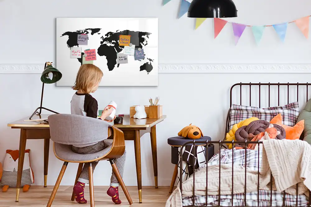 Tableau magnétique du monde à dessiner couleur noire