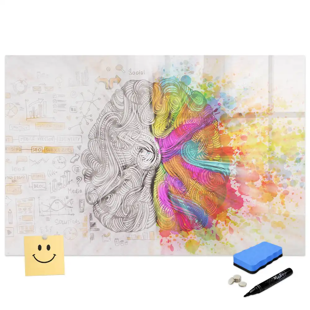 Tableau magnétique éducatif illustrant le cerveau en termes abstraits