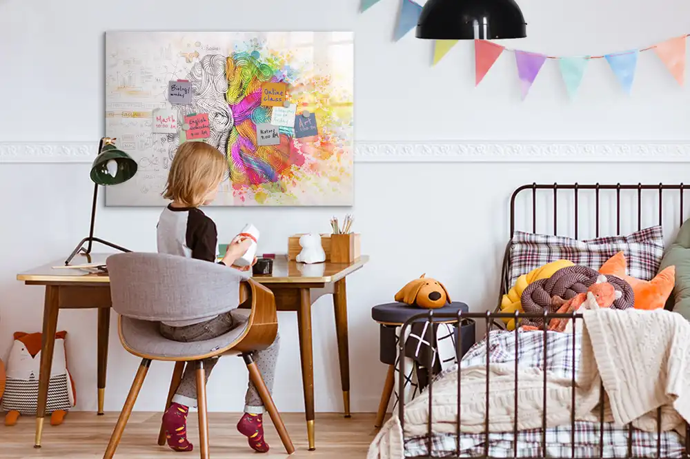 Tableau magnétique éducatif illustrant le cerveau en termes abstraits