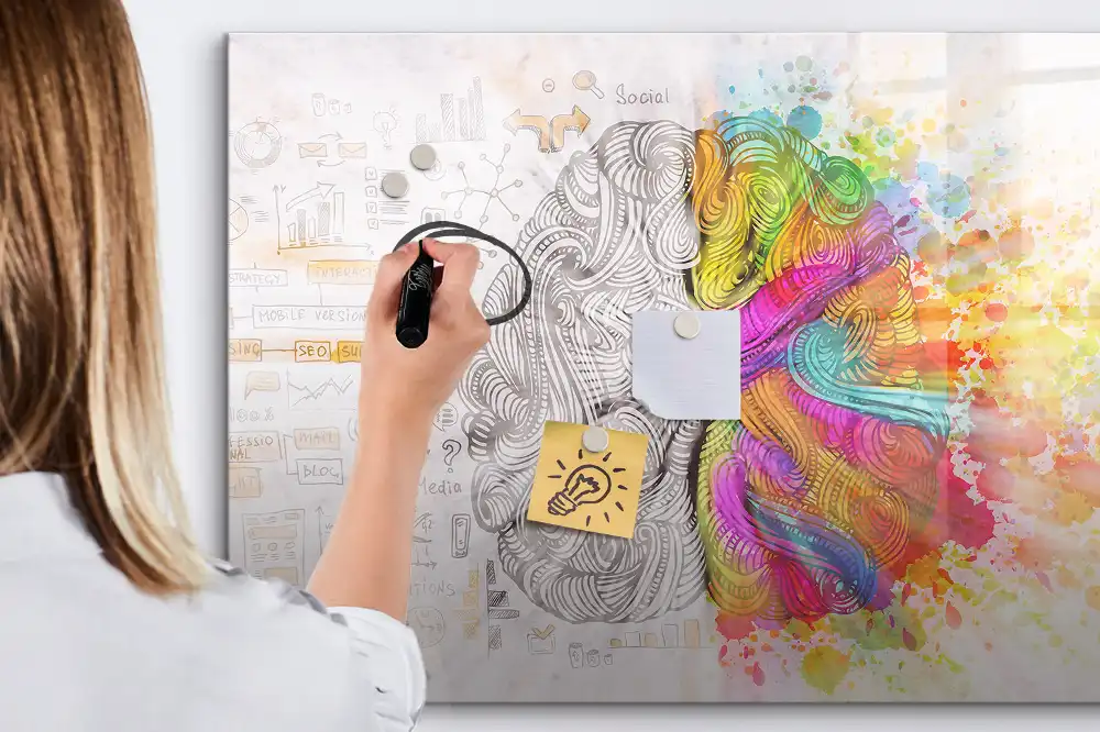 Tableau magnétique éducatif illustrant le cerveau en termes abstraits