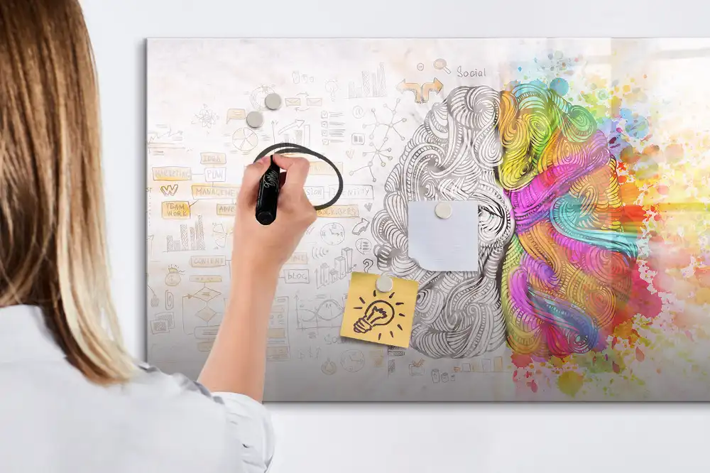 Tableau magnétique éducatif illustrant le cerveau en termes abstraits