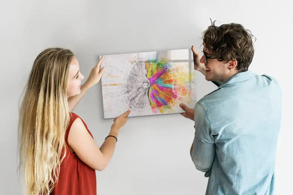 Tableau magnétique éducatif illustrant le cerveau en termes abstraits