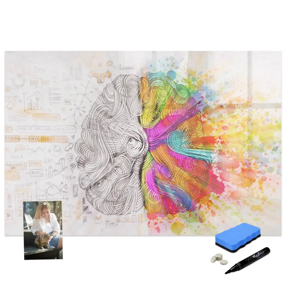 Tableau magnétique éducatif illustrant le cerveau en termes abstraits