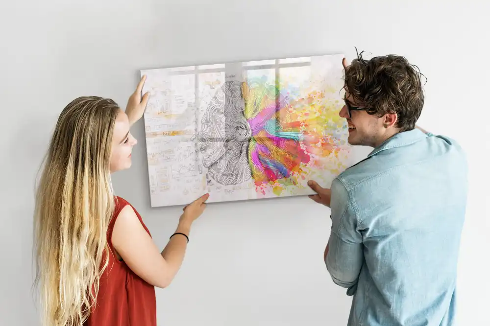 Tableau magnétique éducatif illustrant le cerveau en termes abstraits