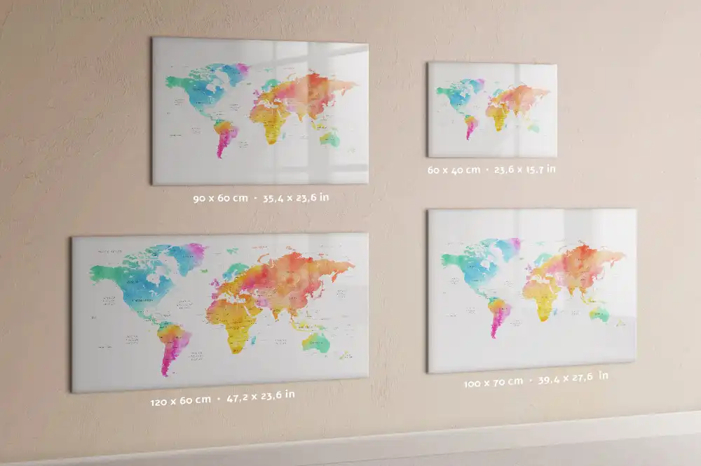 Tableau magnétique pour écriture motif taches d'aquarelle agencement du monde