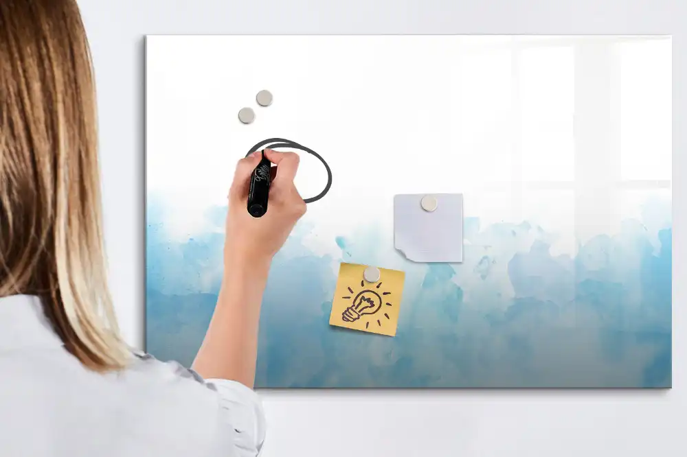 Tableau blanc magnétique effaçable à sec avec motif de taches de peinture colorées