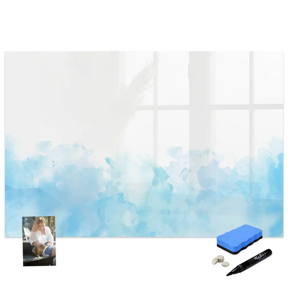 Tableau blanc magnétique effaçable à sec avec motif de taches de peinture colorées