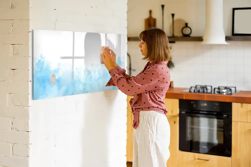 Tableau blanc magnétique effaçable à sec avec motif de taches de peinture colorées