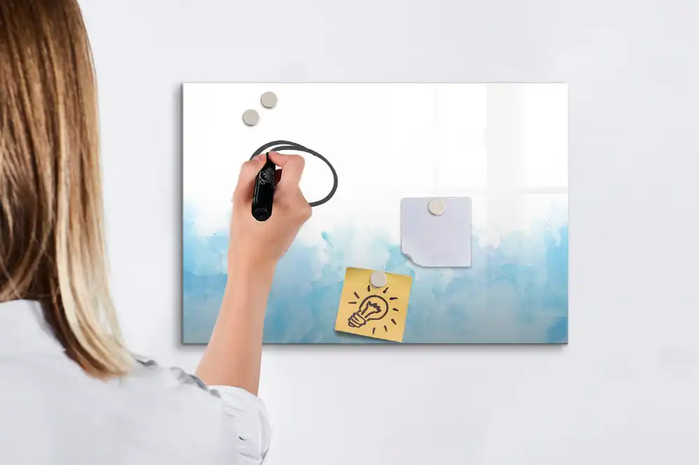Tableau blanc magnétique effaçable à sec avec motif de taches de peinture colorées