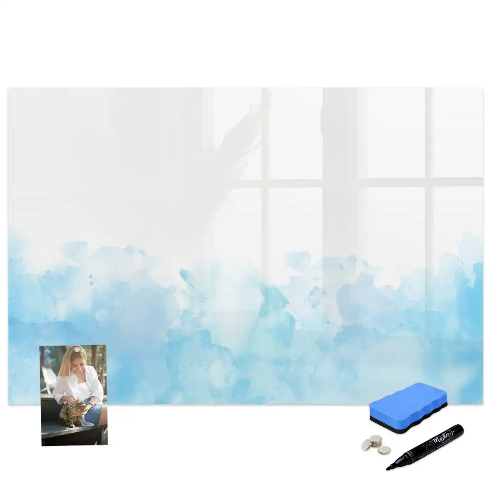 Tableau blanc magnétique effaçable à sec avec motif de taches de peinture colorées