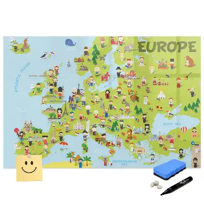 Tableau magnétique éducatif avec drapeaux du monde