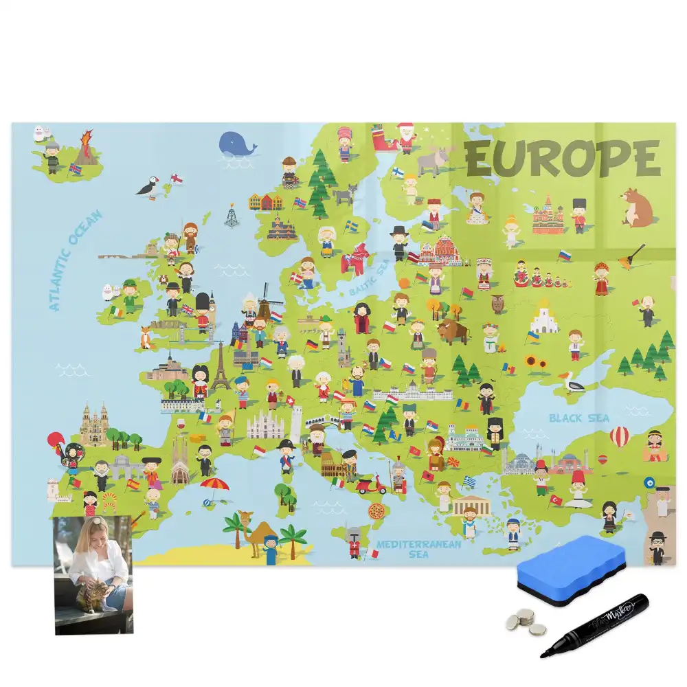 Tableau magnétique éducatif avec drapeaux du monde