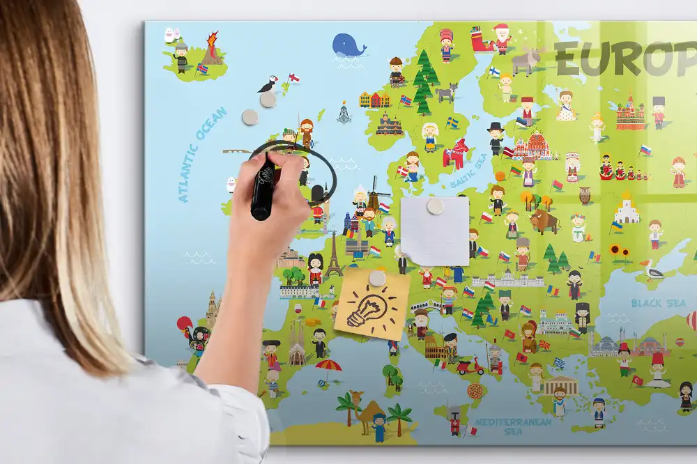 Tableau magnétique éducatif avec drapeaux du monde