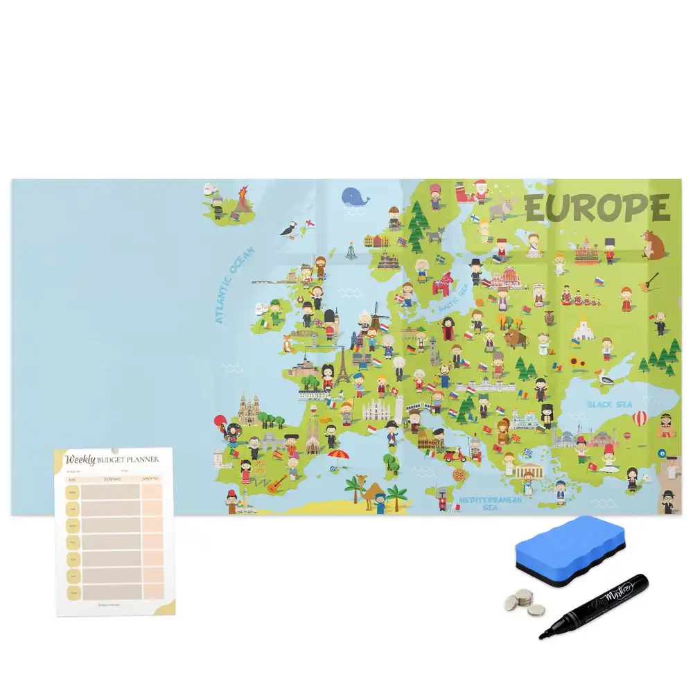 Tableau magnétique éducatif avec drapeaux du monde