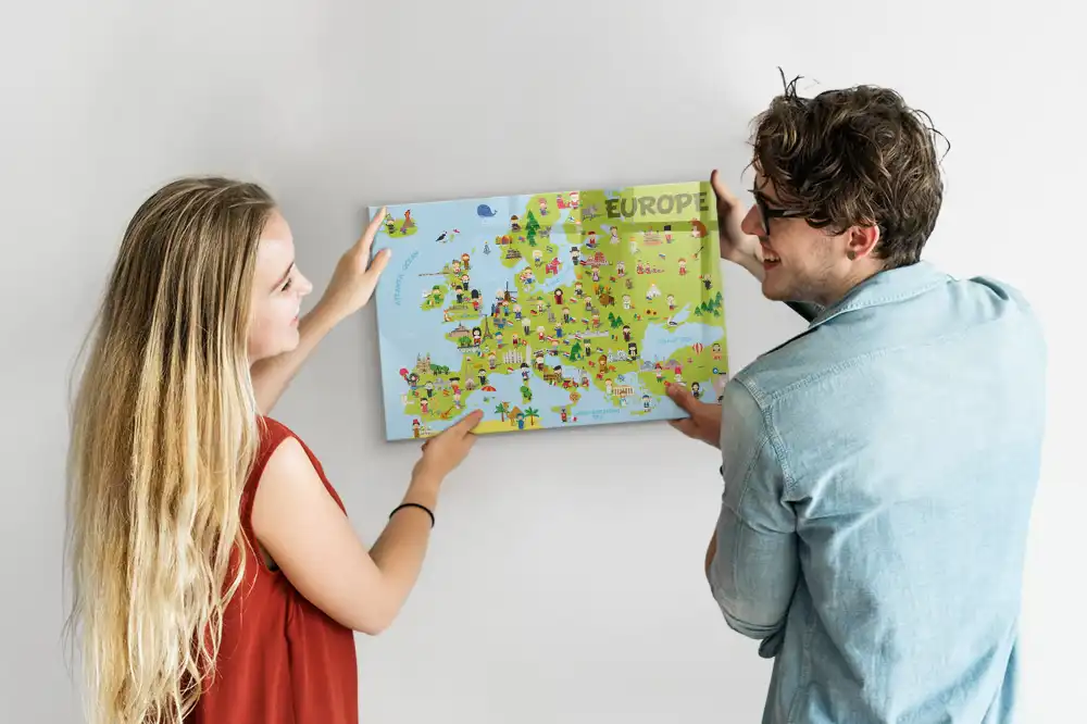 Tableau magnétique éducatif avec drapeaux du monde