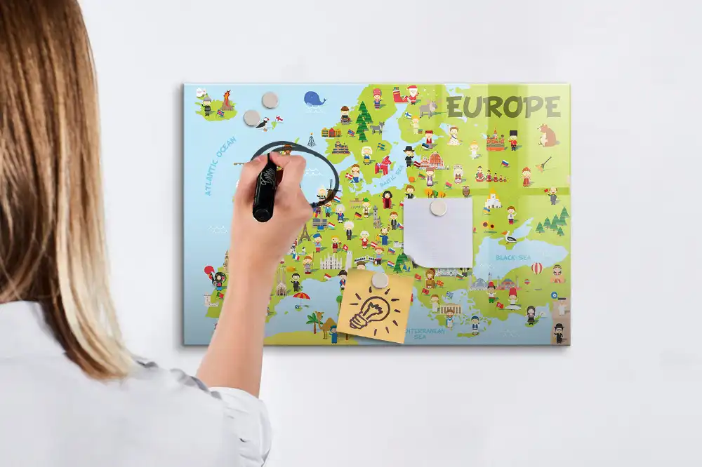 Tableau magnétique éducatif avec drapeaux du monde