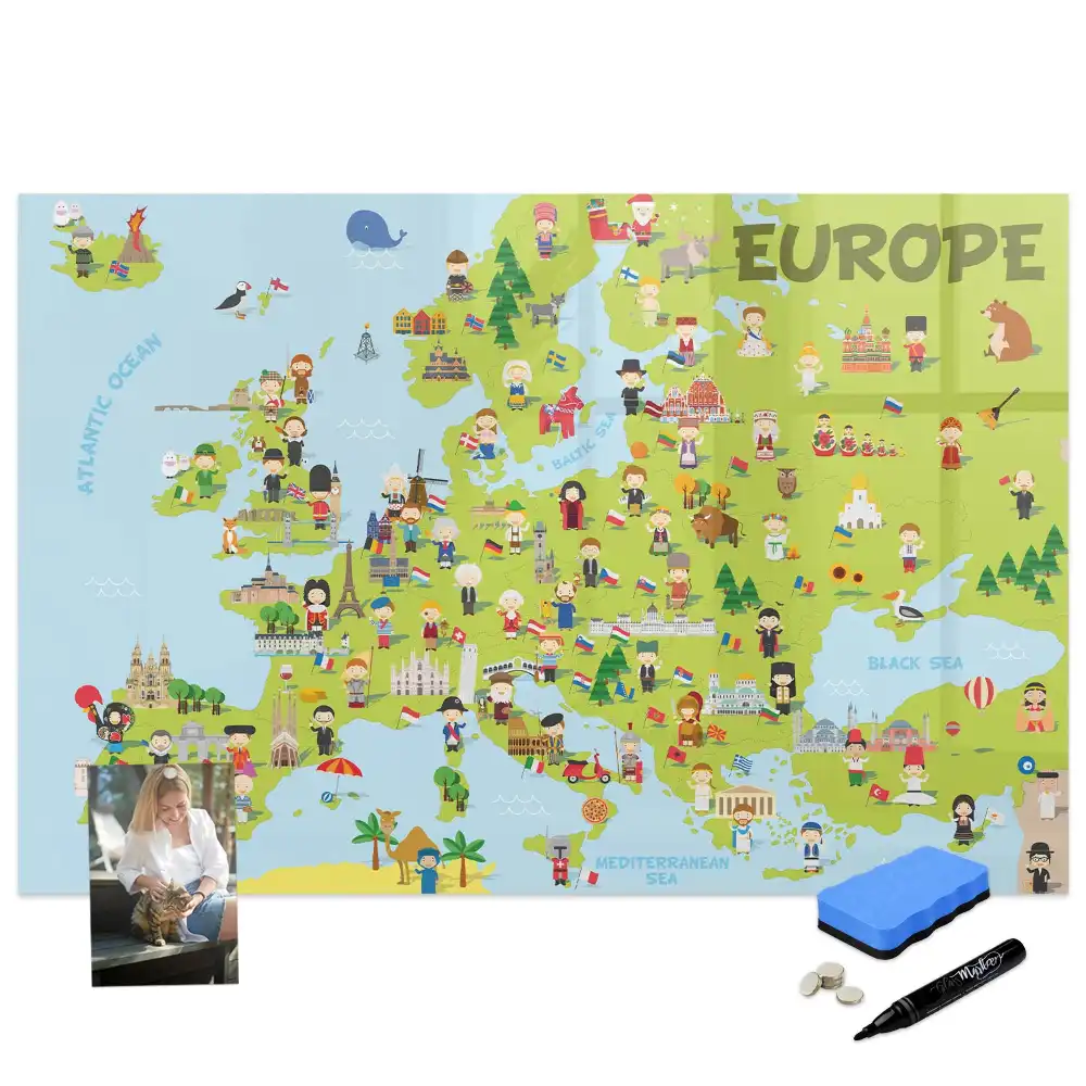Tableau magnétique éducatif avec drapeaux du monde