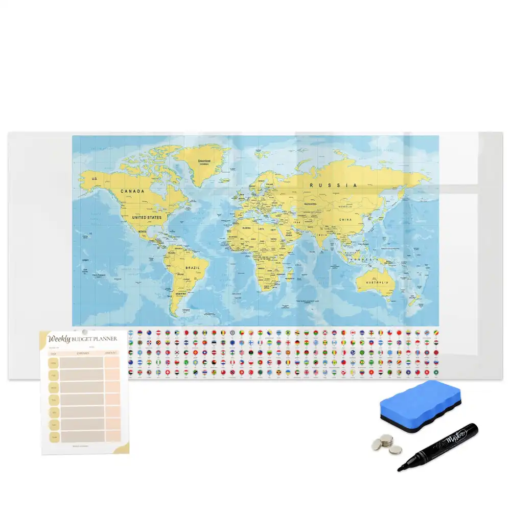 Tableau magnétique globe terrestre avec drapeaux des nations