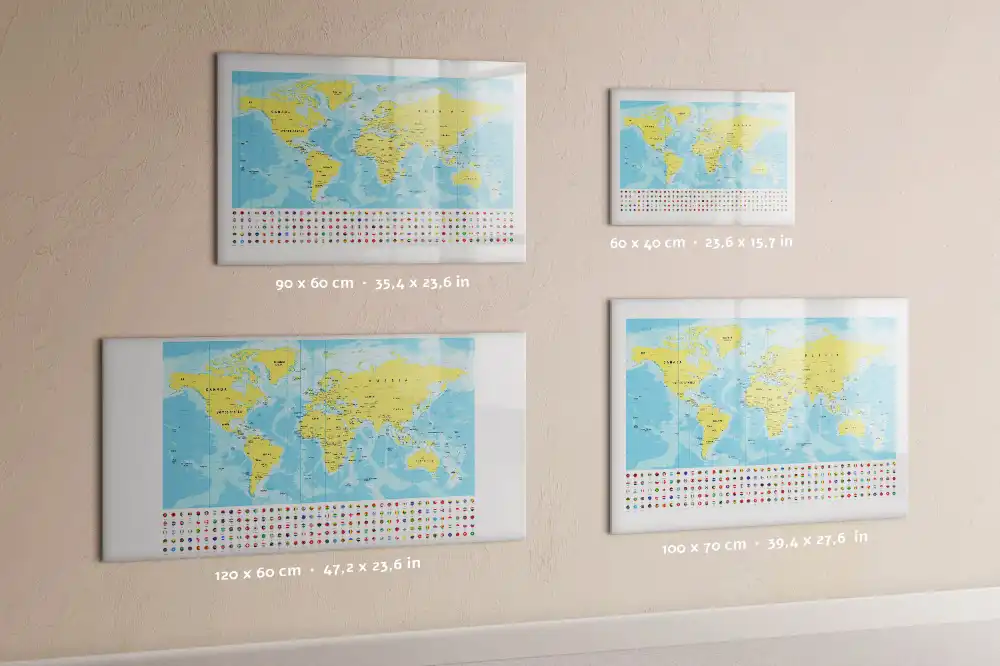 Tableau magnétique globe terrestre avec drapeaux des nations
