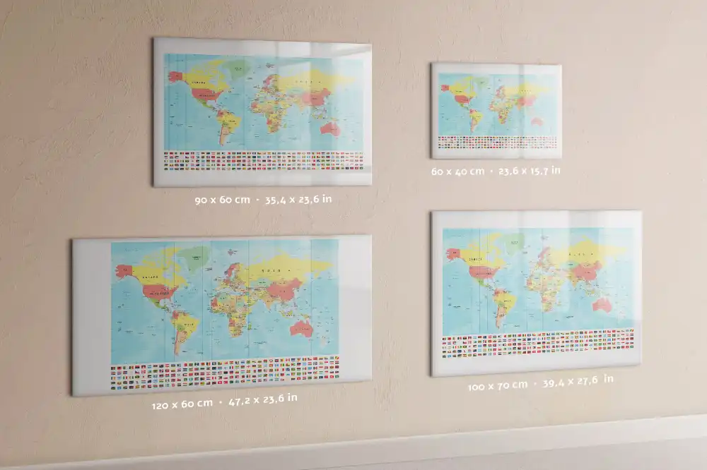 Tableau magnétique éducatif avec carte géographique du monde