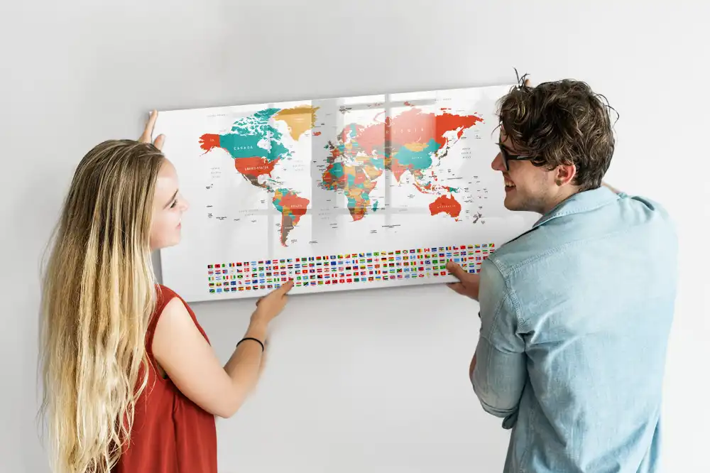 Tableau magnétique carte du monde pour dessin multicolore