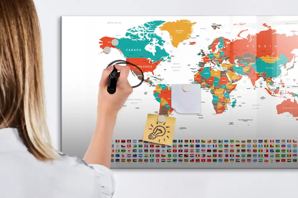 Tableau magnétique carte du monde pour dessin multicolore