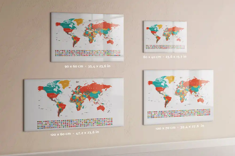 Tableau magnétique carte du monde pour dessin multicolore