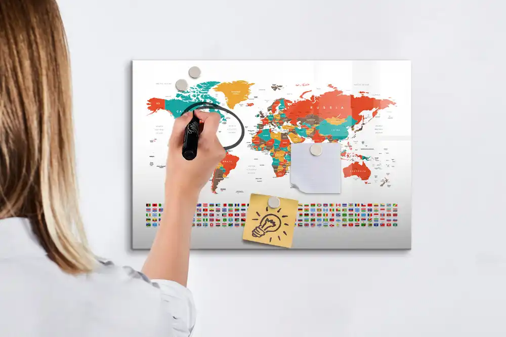Tableau magnétique carte du monde pour dessin multicolore
