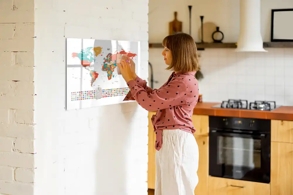Tableau magnétique carte du monde pour dessin multicolore