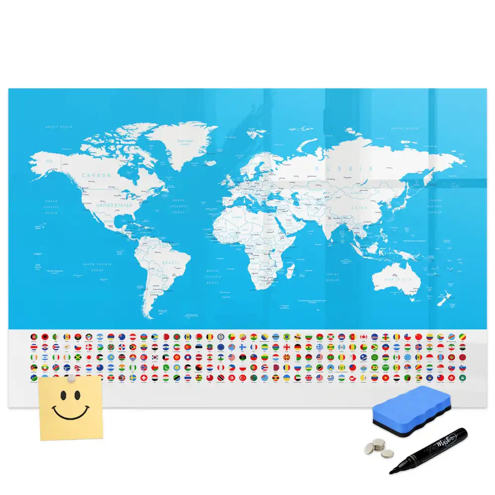 Tableau magnétique éducatif avec carte géographique des frontières