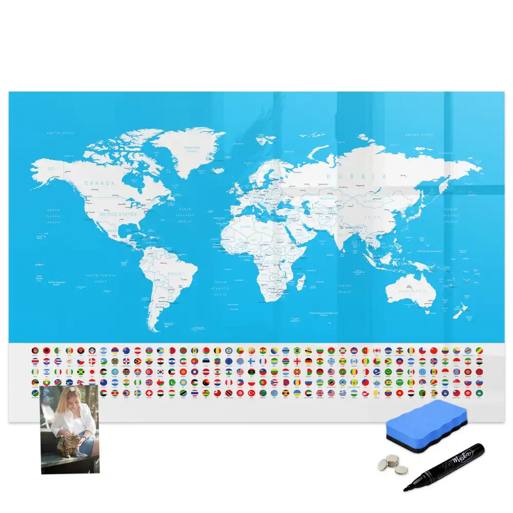 Tableau magnétique éducatif avec carte géographique des frontières