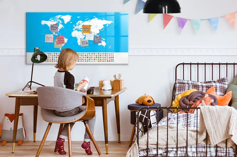 Tableau magnétique éducatif avec carte géographique des frontières