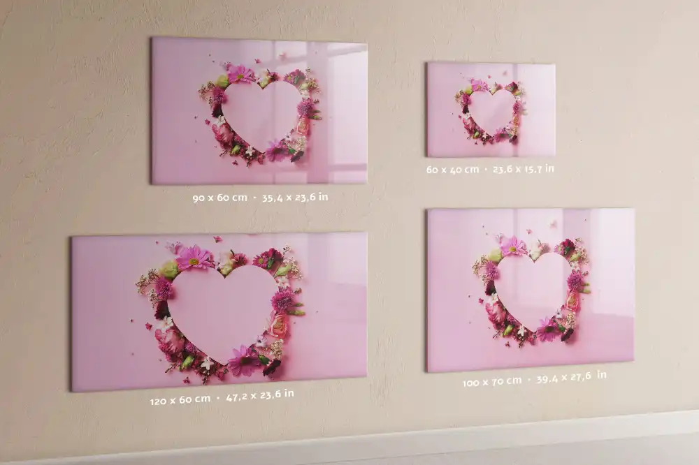 Tableau blanc magnétique effaçable à sec motif cœur fleuri