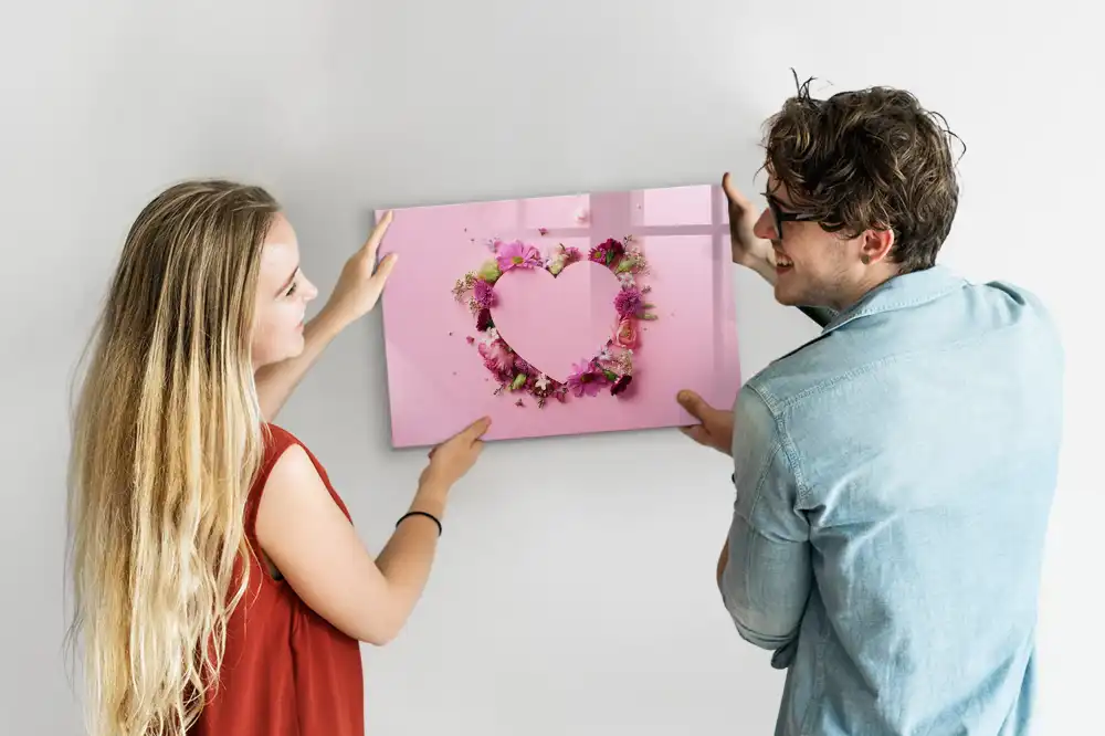 Tableau blanc magnétique effaçable à sec motif cœur fleuri