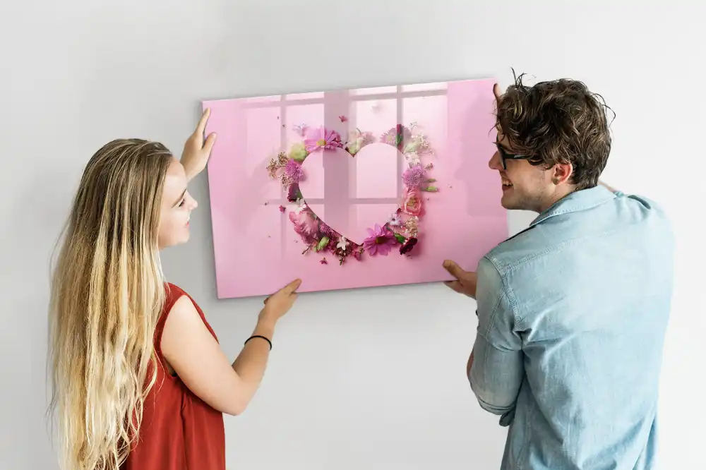 Tableau blanc magnétique effaçable à sec motif cœur fleuri