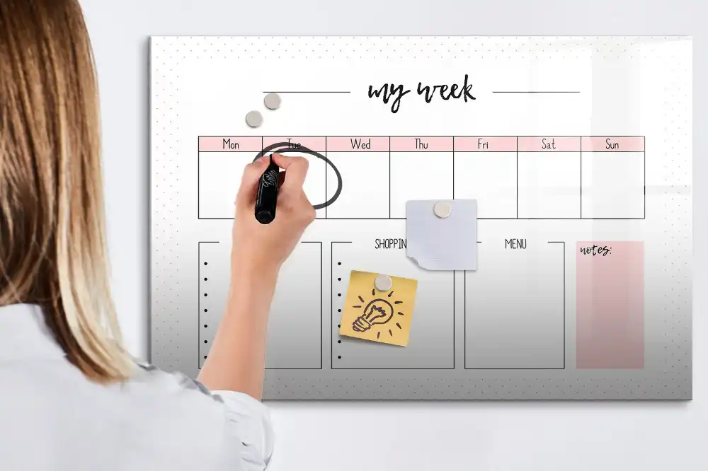 Tableau magnétique hebdomadaire pour agenda personnel