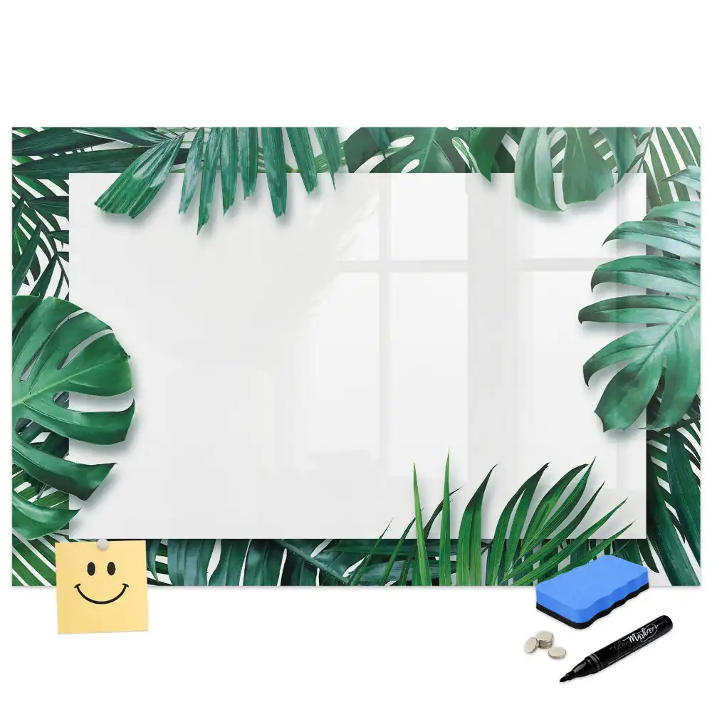 Tableau blanc magnétique effaçable à sec motif palmier et monstera
