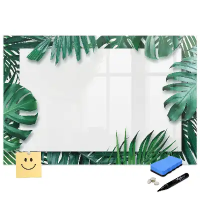 Tableau blanc magnétique effaçable à sec motif palmier et monstera