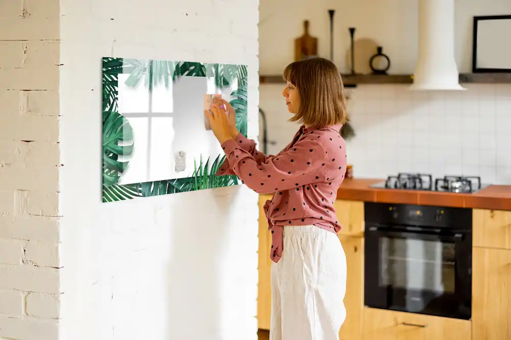 Tableau blanc magnétique effaçable à sec motif palmier et monstera