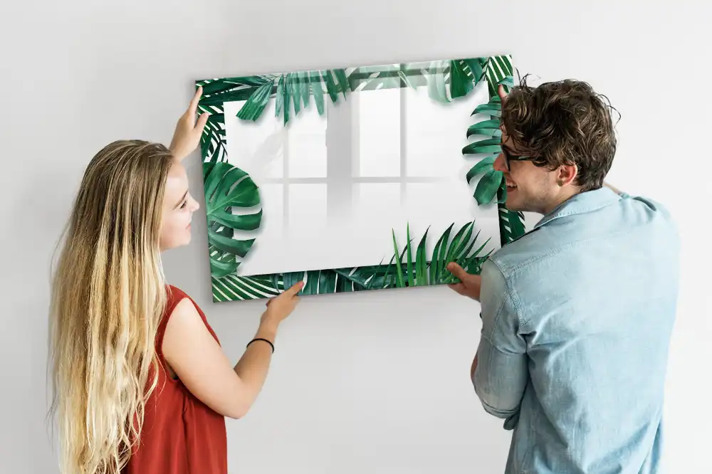 Tableau blanc magnétique effaçable à sec motif palmier et monstera