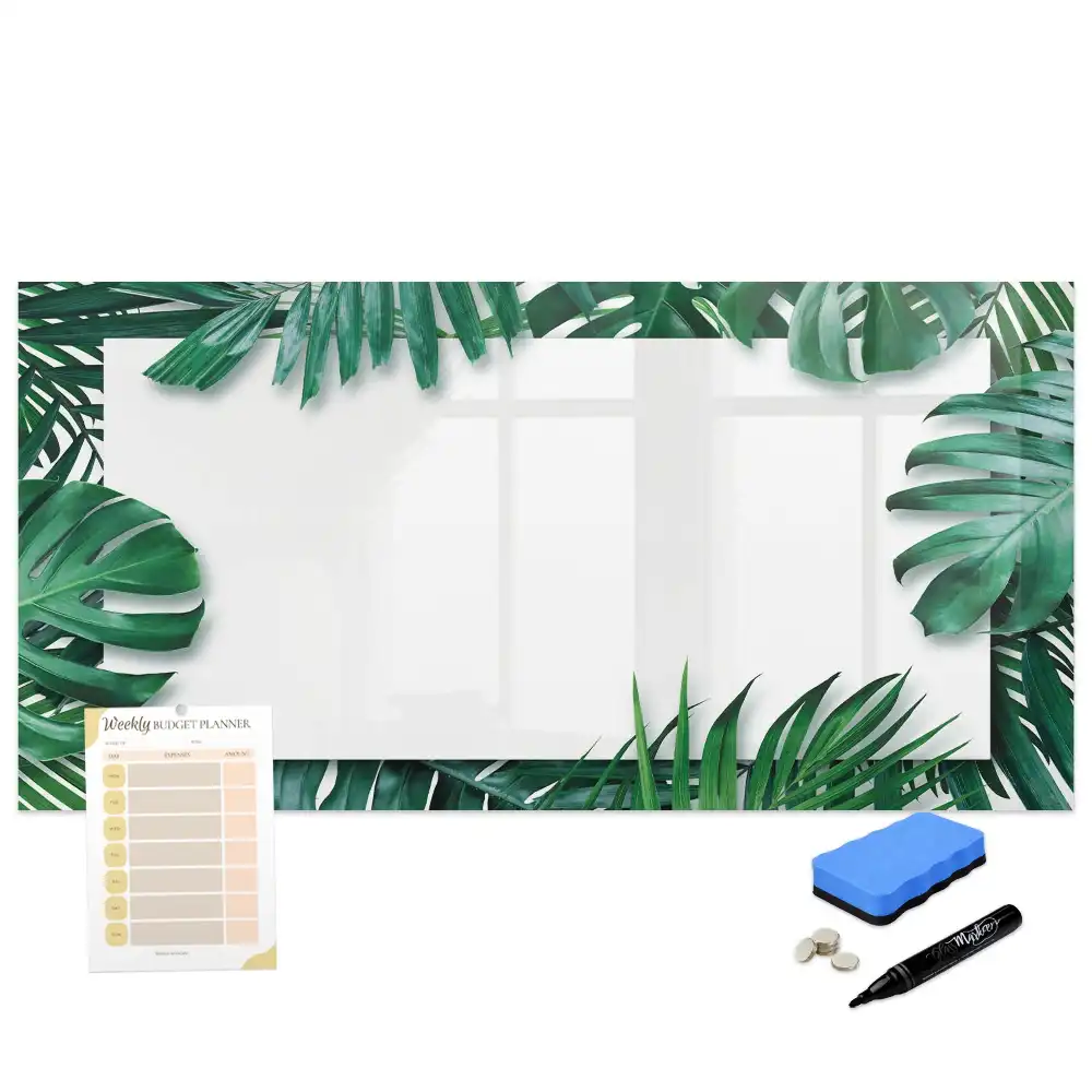 Tableau blanc magnétique effaçable à sec motif palmier et monstera