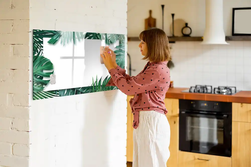 Tableau blanc magnétique effaçable à sec motif palmier et monstera
