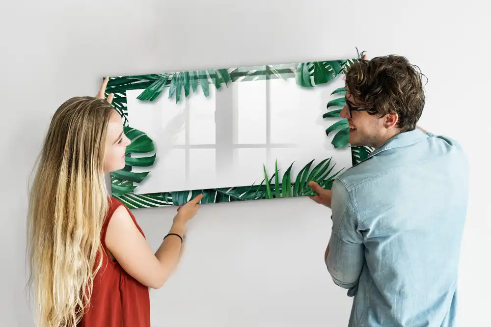 Tableau blanc magnétique effaçable à sec motif palmier et monstera