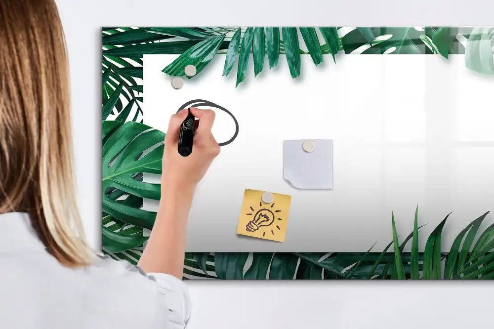 Tableau blanc magnétique effaçable à sec motif palmier et monstera