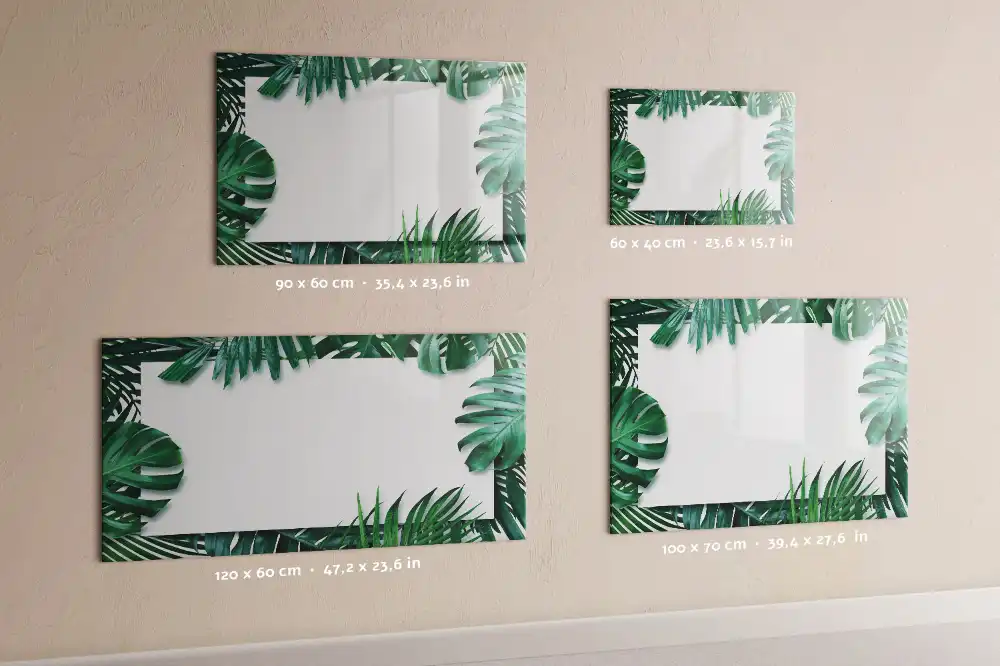 Tableau blanc magnétique effaçable à sec motif palmier et monstera