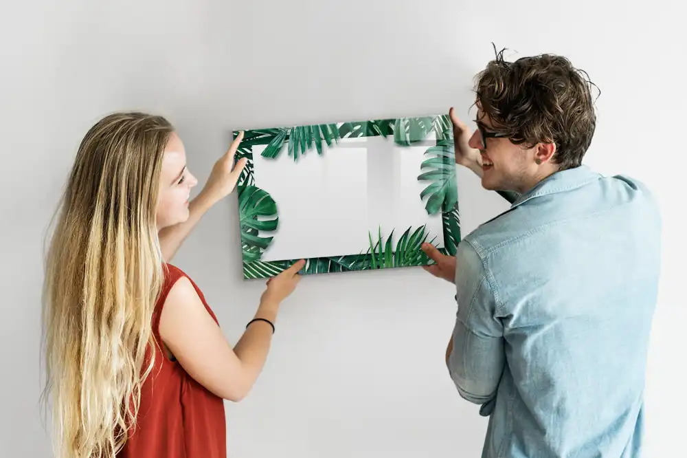Tableau blanc magnétique effaçable à sec motif palmier et monstera