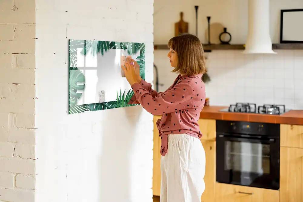 Tableau blanc magnétique effaçable à sec motif palmier et monstera