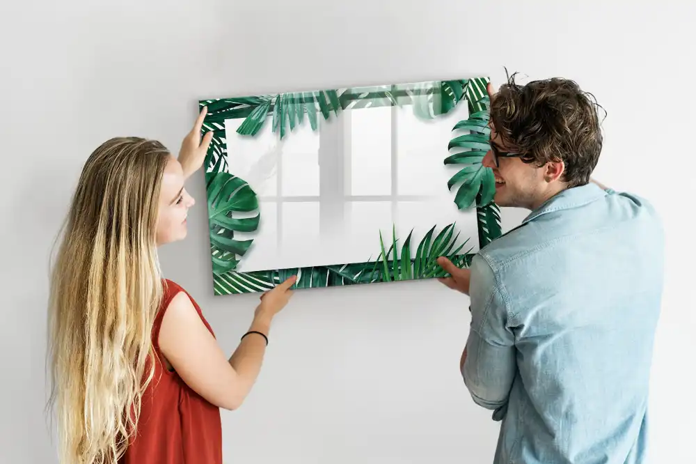 Tableau blanc magnétique effaçable à sec motif palmier et monstera