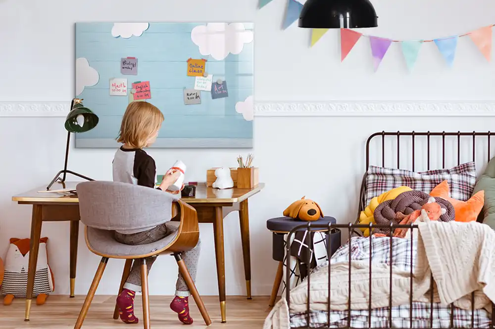 Tableau magnétique deux en un pour enfants avec surface noire